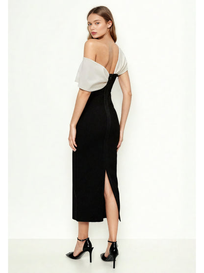 Hit Color Off Shoulder Long Dress