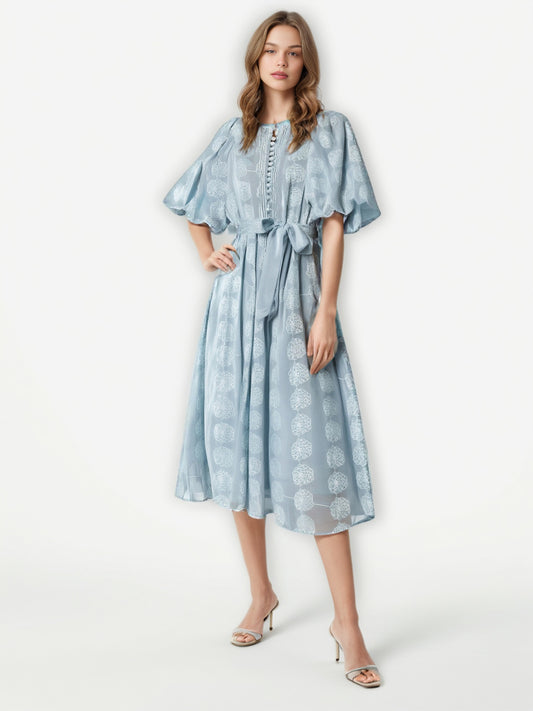 Elegant Patchwork Flower Midi Dress