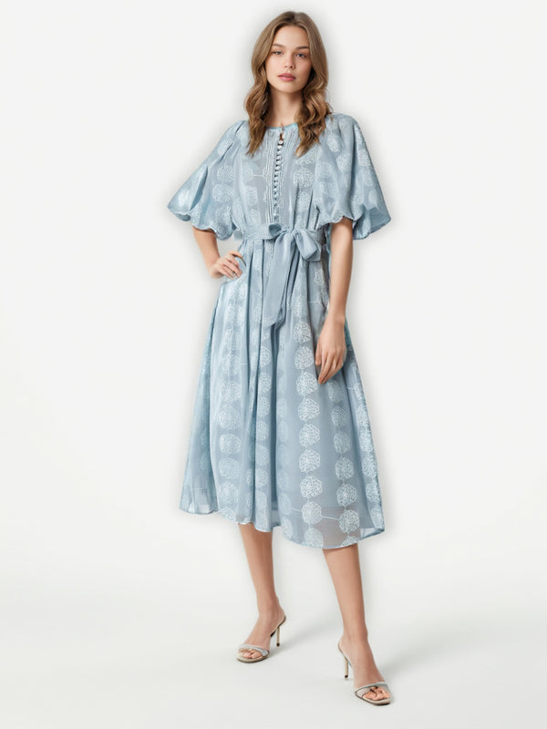 Elegant Patchwork Flower Midi Dress