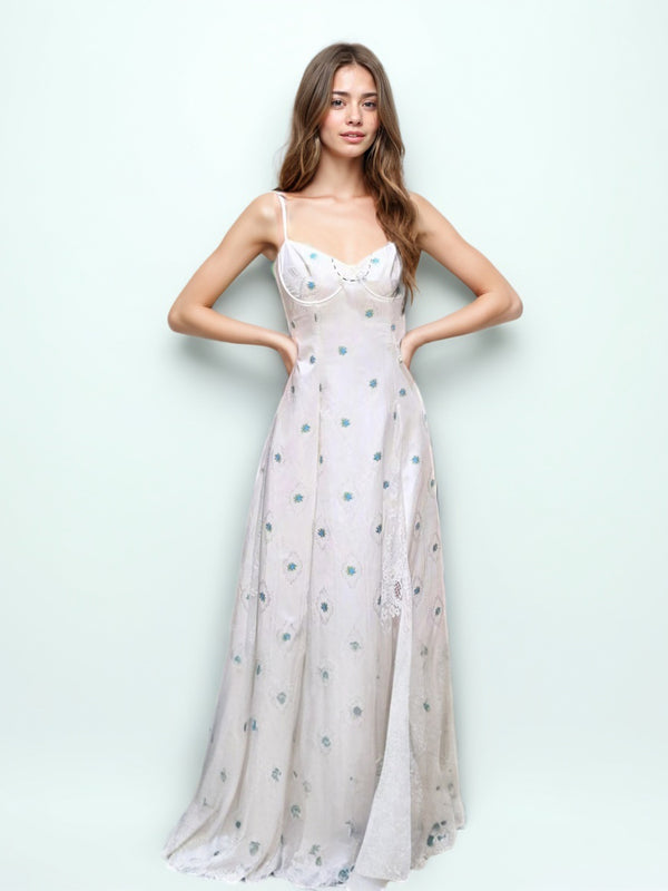 Elegant Off Shoulder Print Long Dress