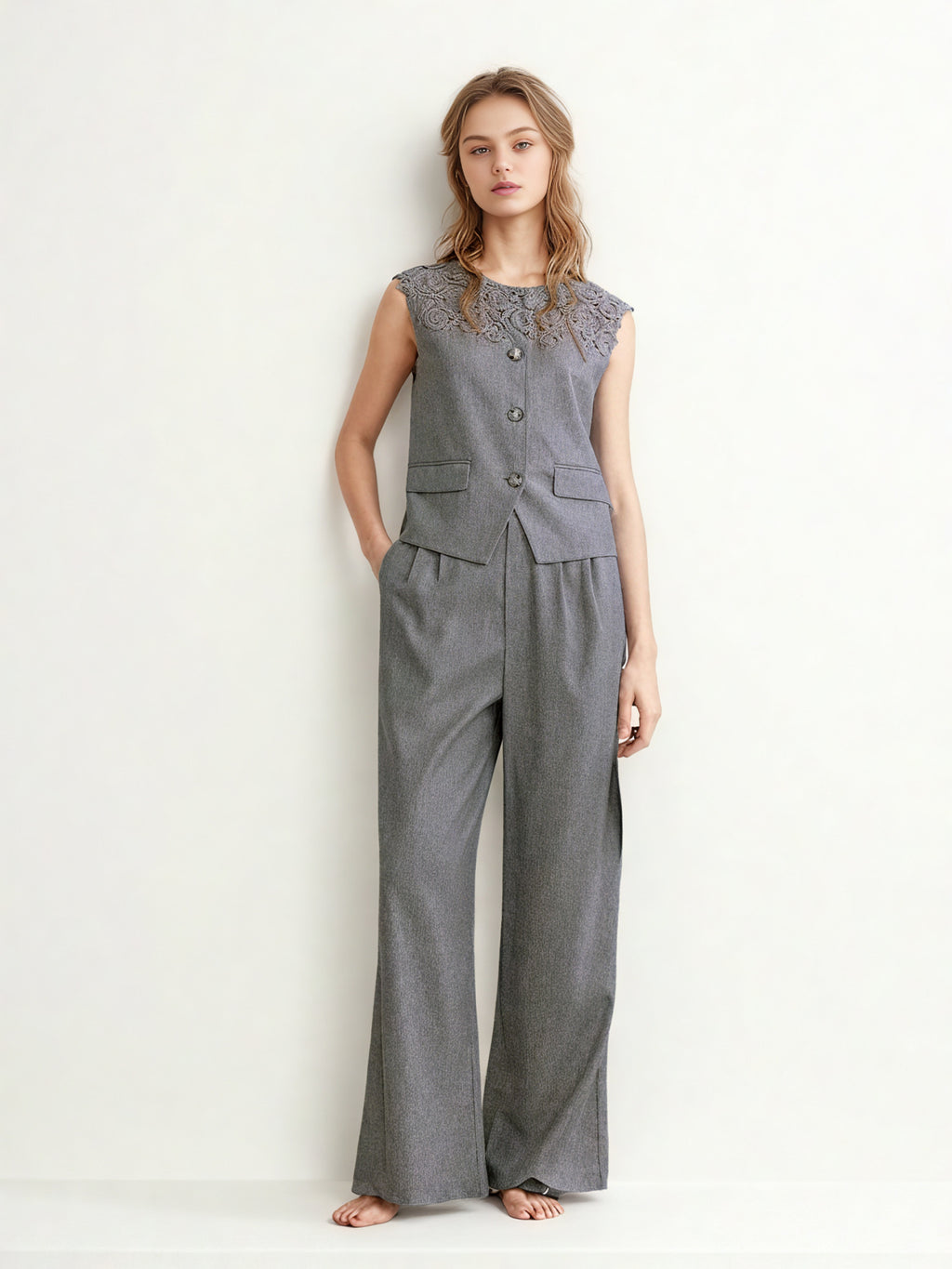 Sleeveless Solid Two Piece Set