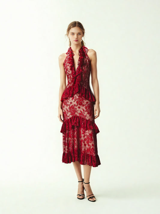 Sleeveless V-neck Backless Long Dress