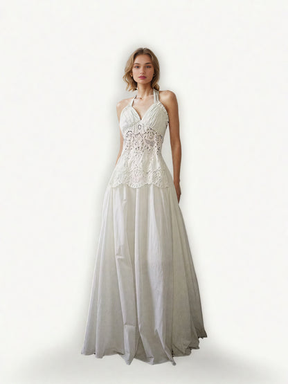 Elegant Solid Backless Long Dress