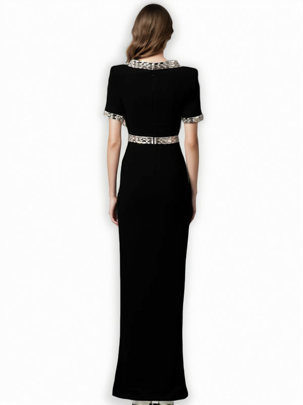 Elegant Patchwork Diamonds Long Dress