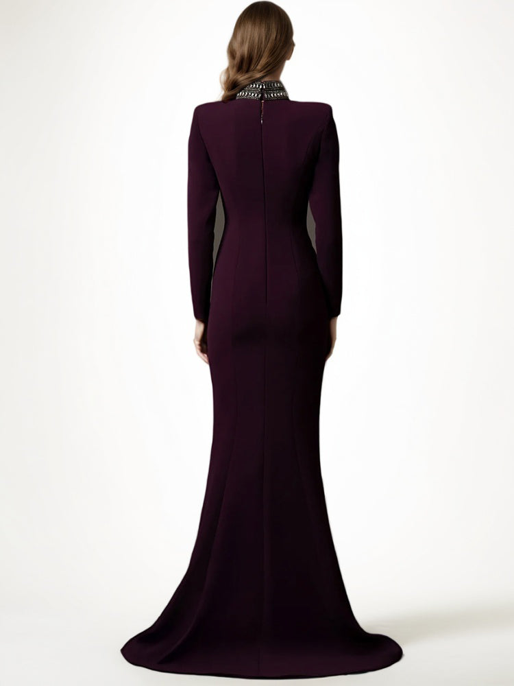 Patchwork Diamonds Solid Long Dress