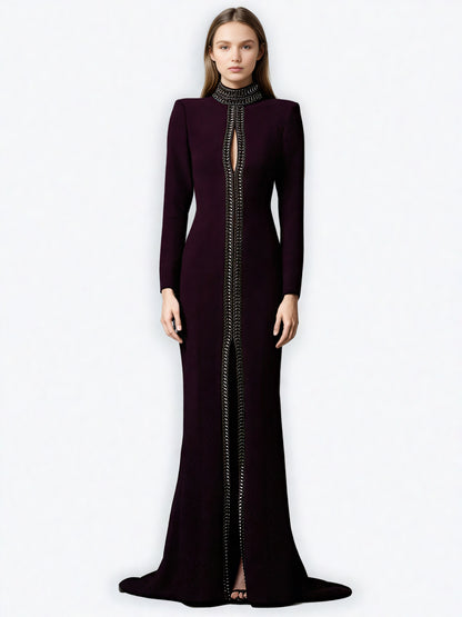 Patchwork Diamonds Solid Long Dress