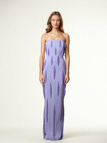 Patchwork Embroidered Flares Long Dress