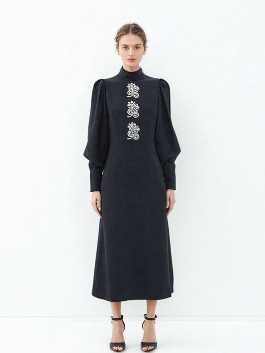 Elegant Patchwork Diamonds Midi Dress