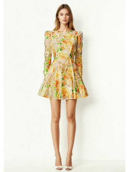 Temperament Elegant Print Short Dress