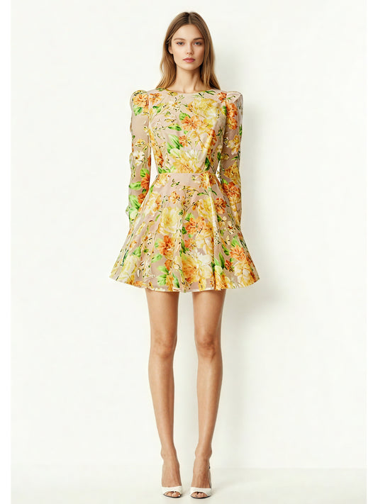 Temperament Elegant Print Short Dress