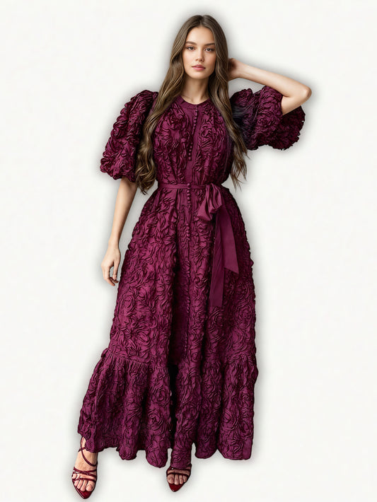 Solid Patchwork Lace Up Long Dress