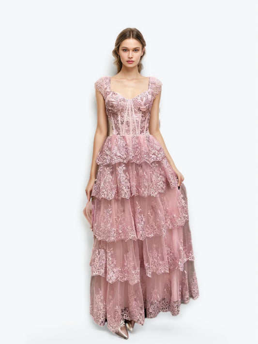 Elegant Mesh Sleeveless Long Dress