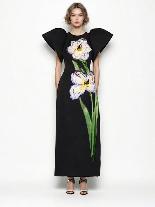 Chic Patchwork Flower Long Dress