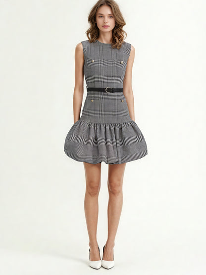 Round Neck Sleeveless Short Dress