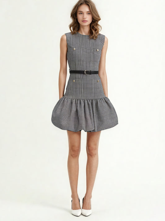 Round Neck Sleeveless Short Dress