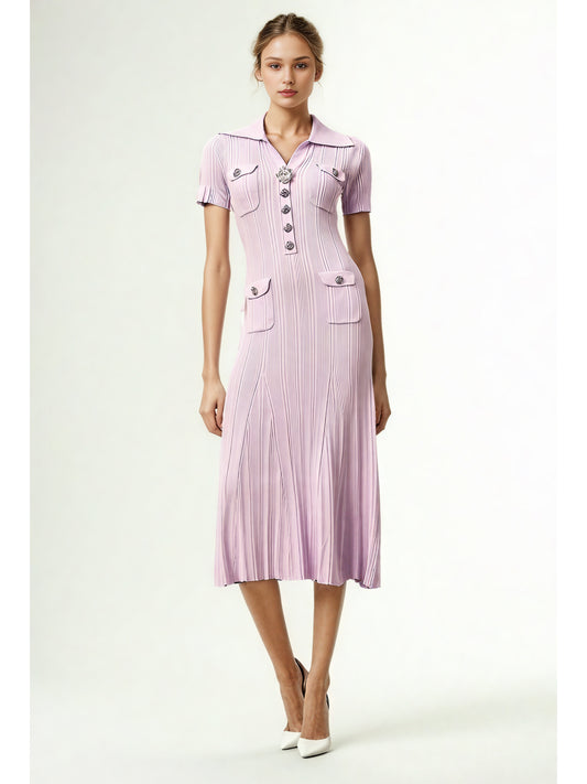Elegant Solid Knit Long Dress