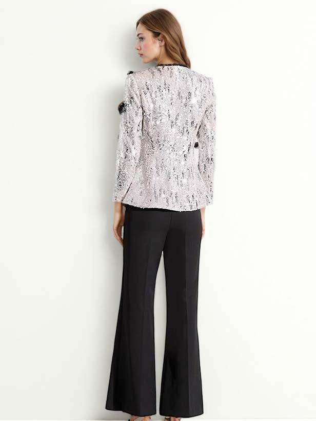 Patchwork Bowknot Sequins Two Piece Set