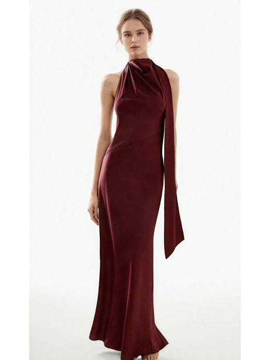Sleeveless Backless Solid Long Dress