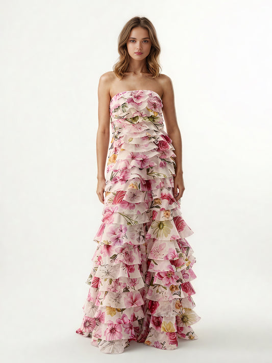 Off Shoulder Print Long Dress