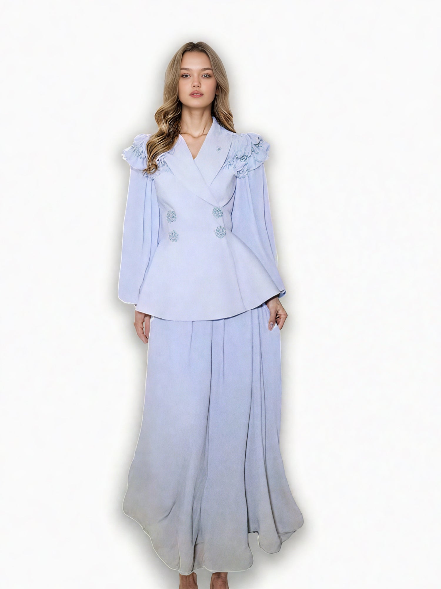 Solid Patchwork V-neck Two Piece Set