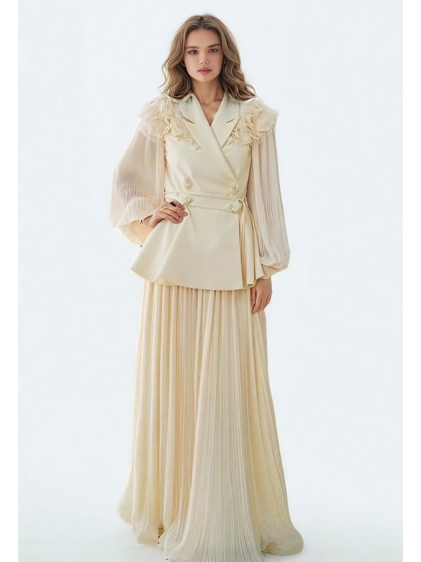 Solid Patchwork V-neck Two Piece Set