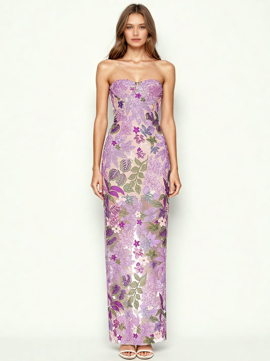 Patchwork One Line Long Dress