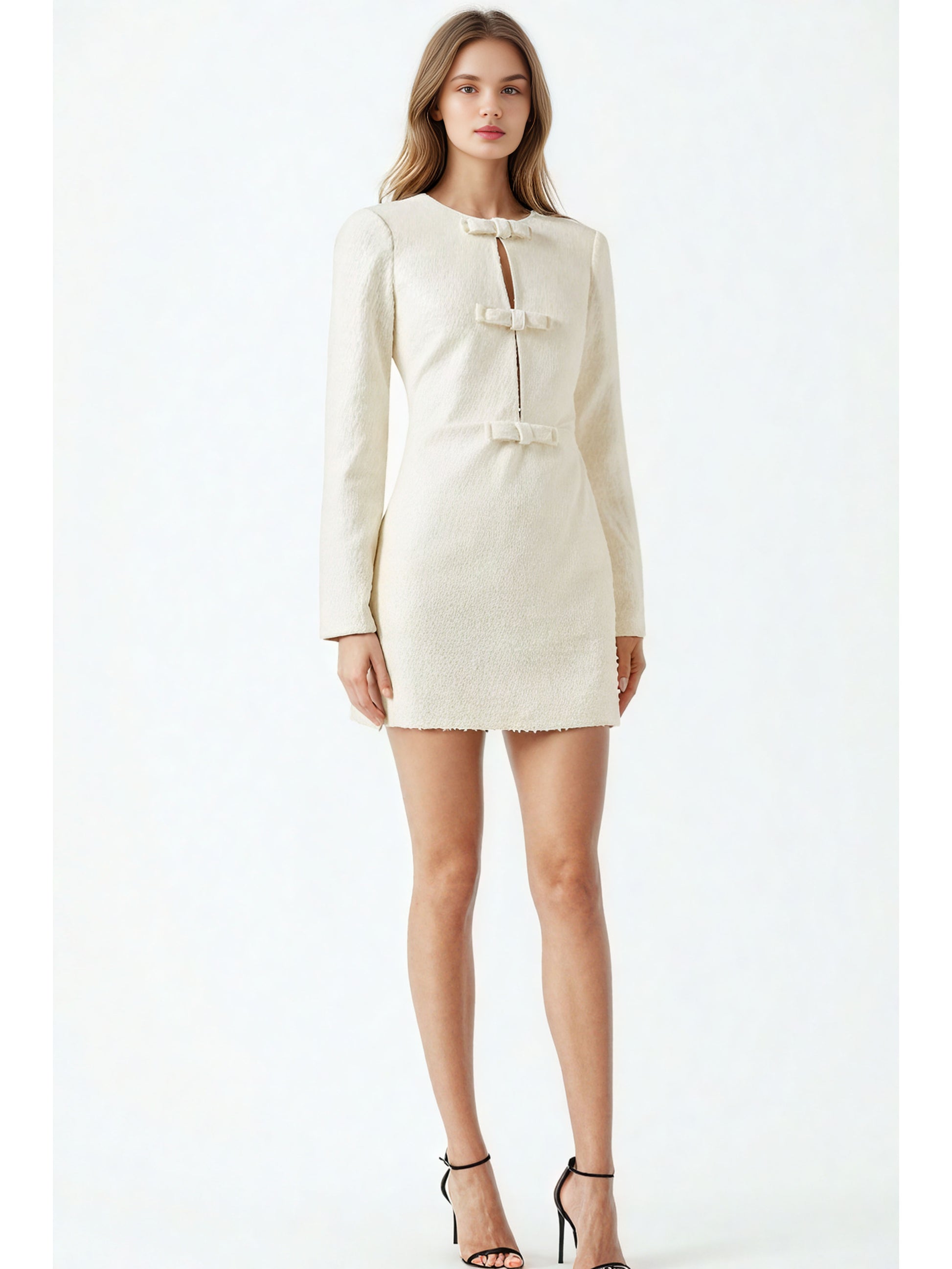 Patchwork Bowknot Solid Short Dress