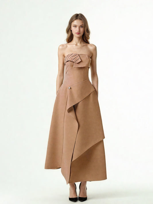 Off Shoulder Solid Long Dress
