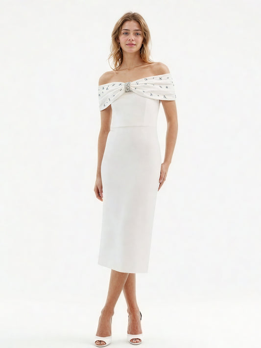 One Line Patchwork Diamonds Midi Dress