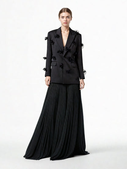 Deep V-neck Solid Patchwork Jacket