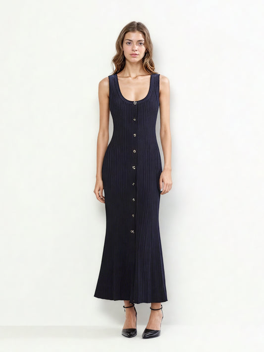 Square Collar Sleeveless Long Dress