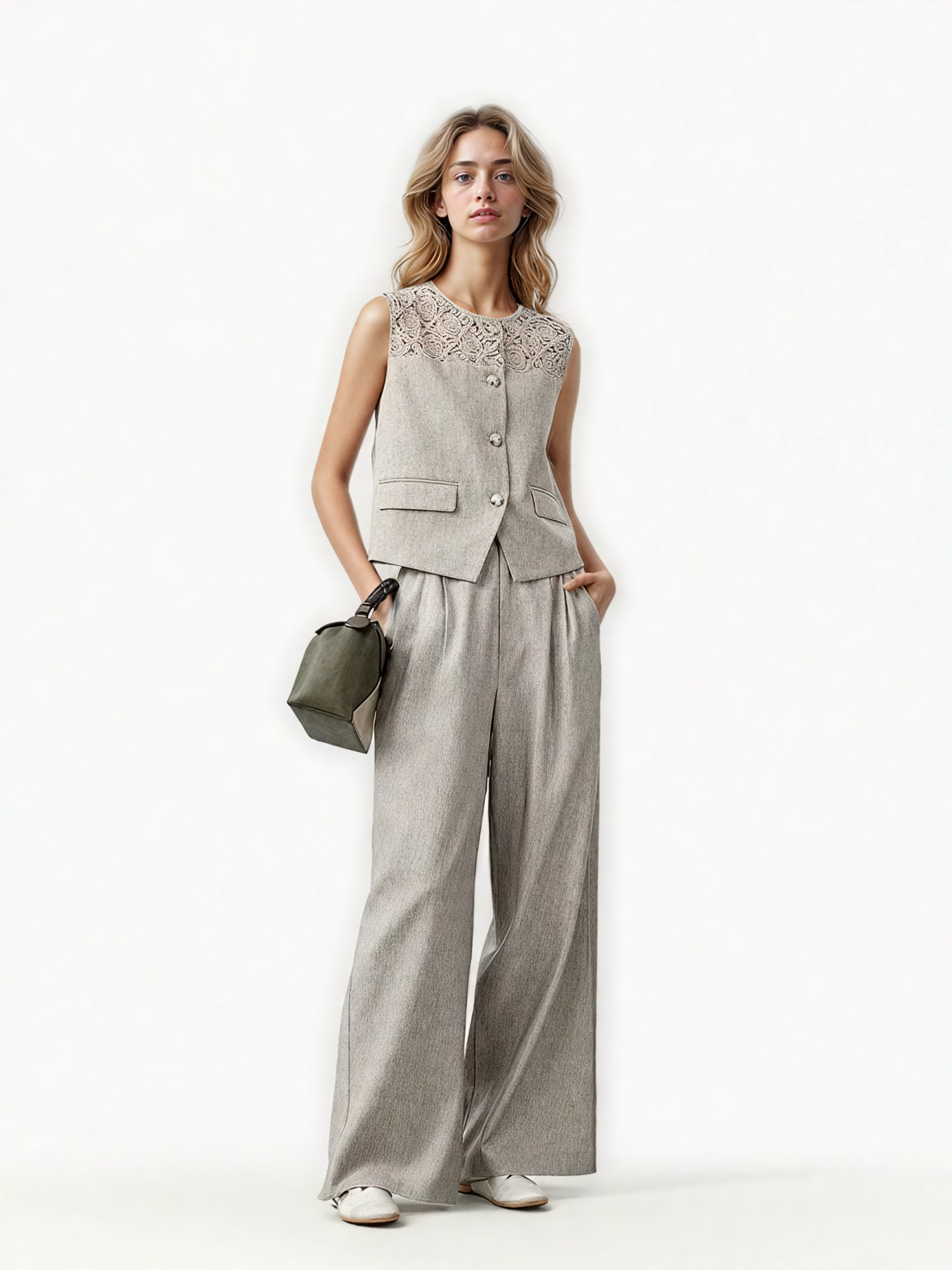Elegant Sleeveless Two Piece Set