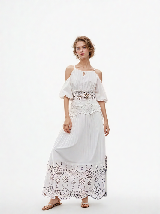 Hollow Out Solid Long Dress