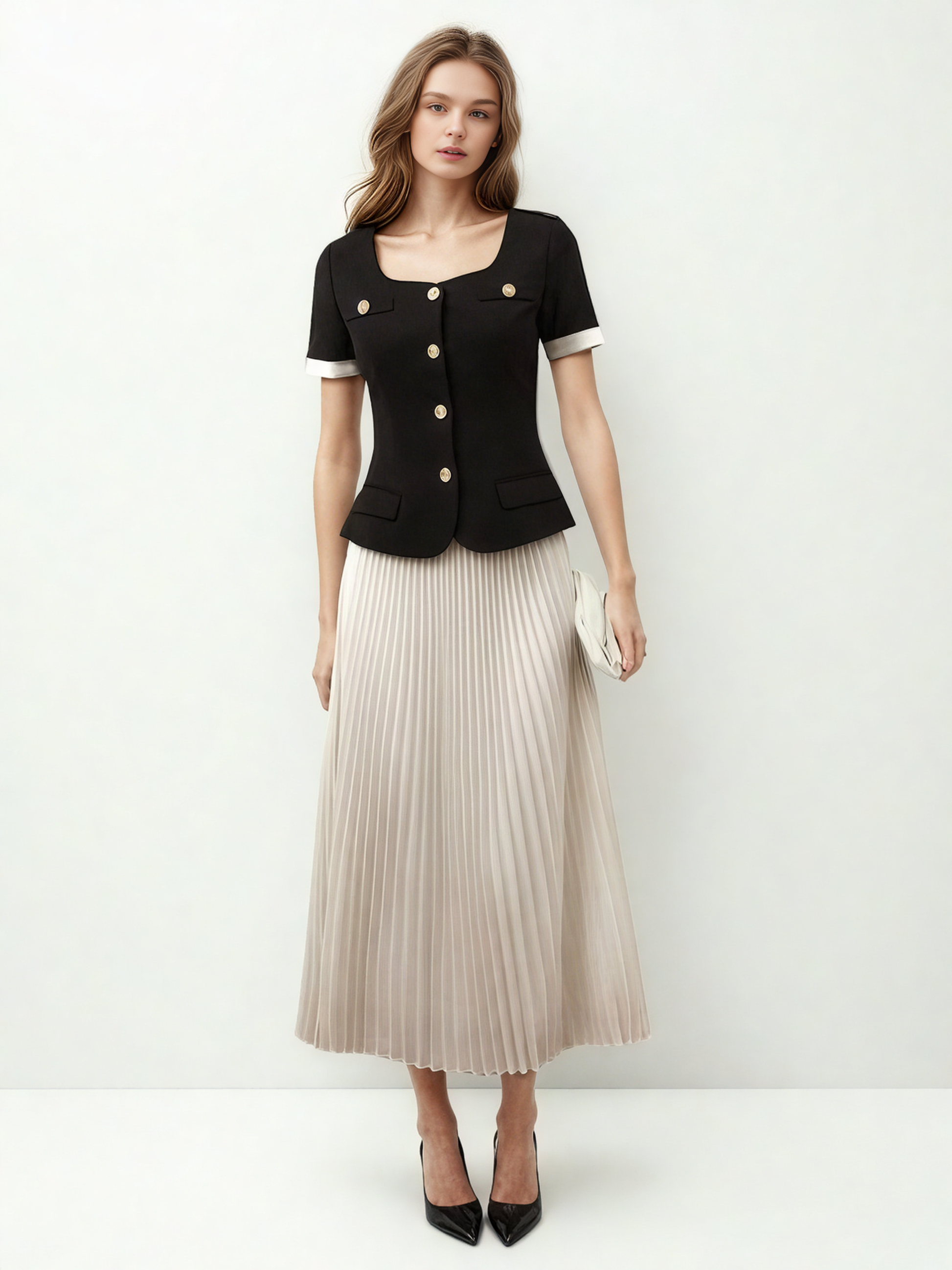 Hit Color Pleated Two Piece Set