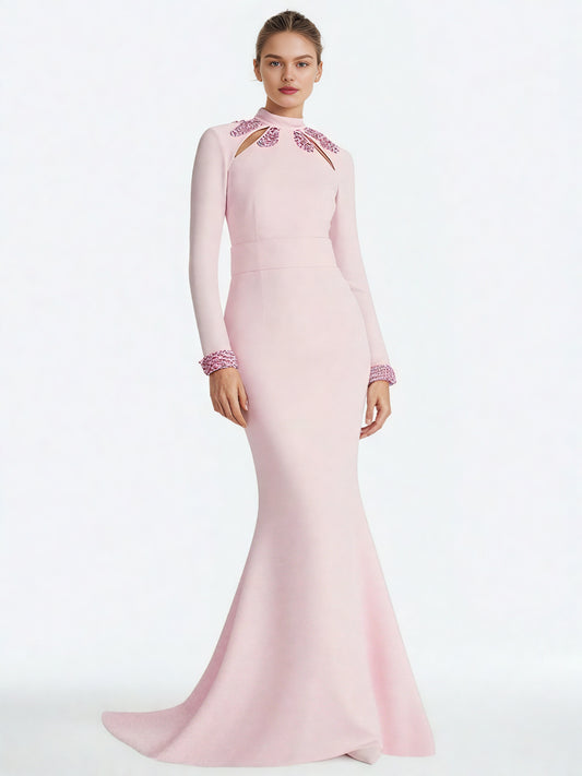 Patchwork Sequins Solid Long Dress
