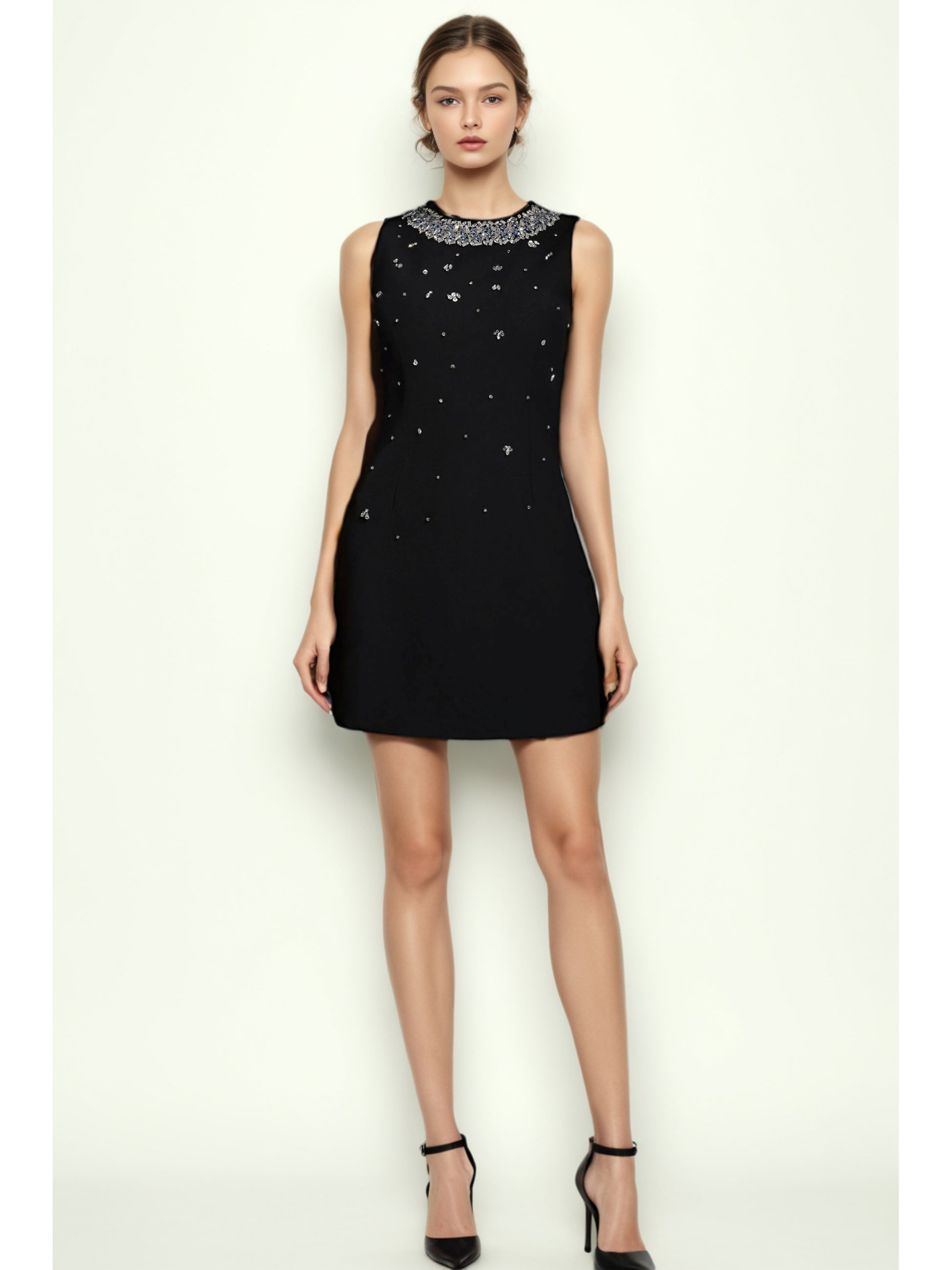 Patchwork Diamonds Sleeveless Short Dress