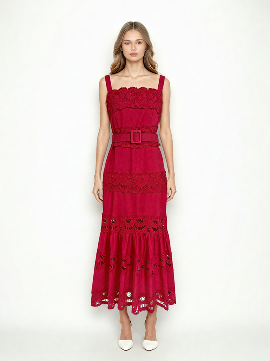 Hollow Out Sleeveless Long Dress
