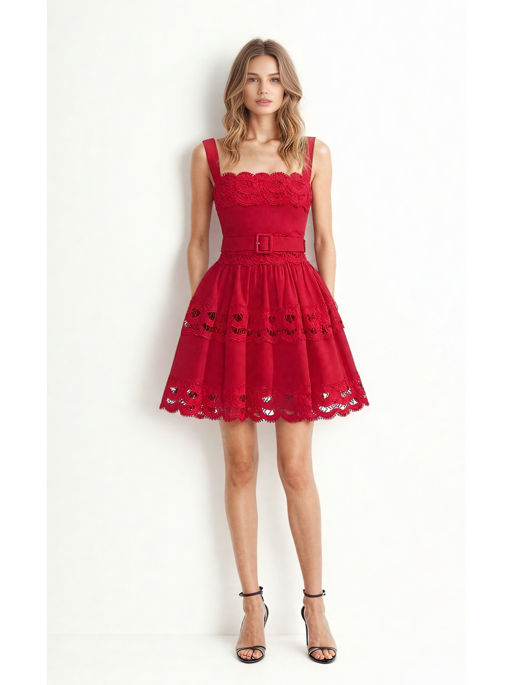 Hollow Out Sleeveless Short Dress
