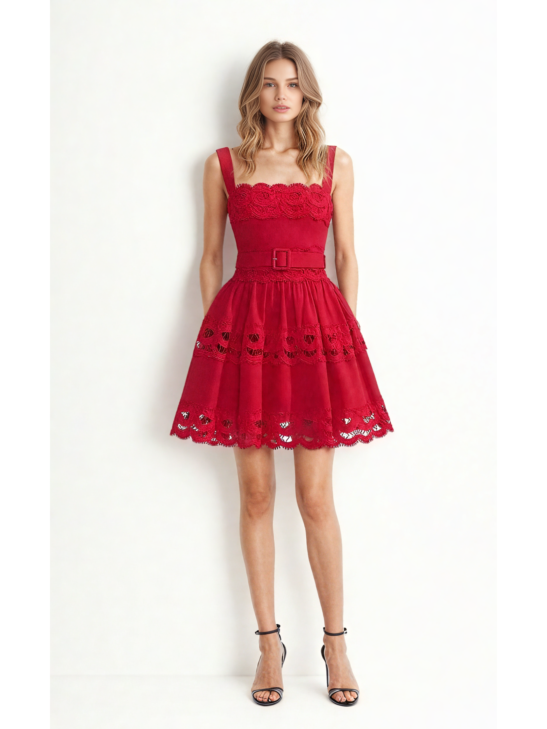 Hollow Out Sleeveless Short Dress