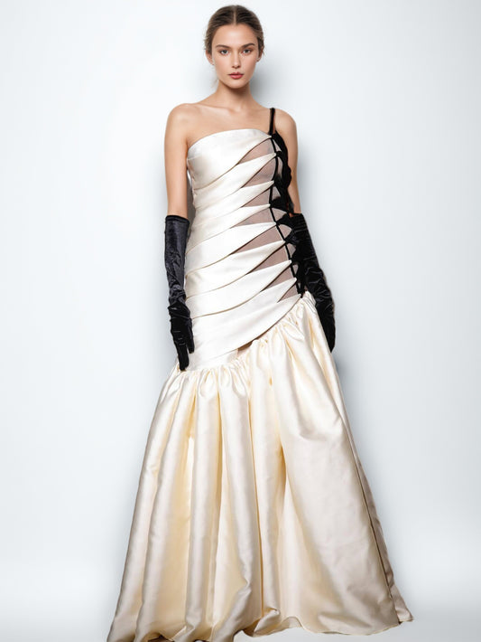 Off Shoulder Hit Color Long Dress