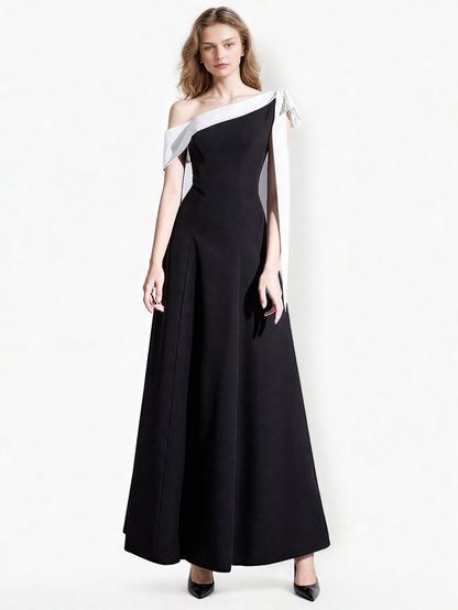 Hit Color Off Shoulder Long Dress