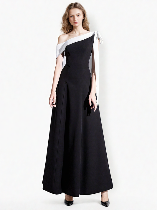 Hit Color Off Shoulder Long Dress