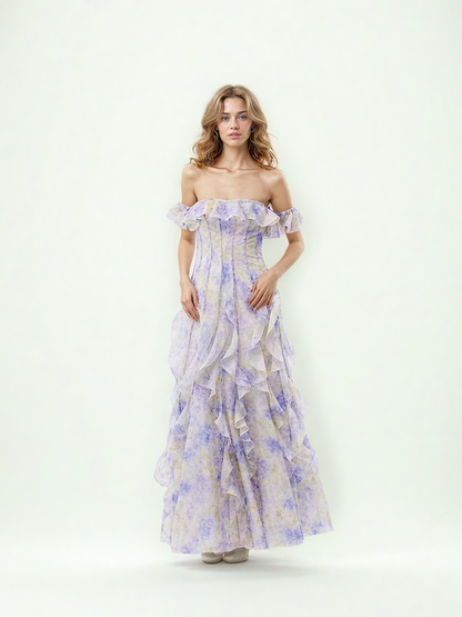 One Line Ruffles Long Dress