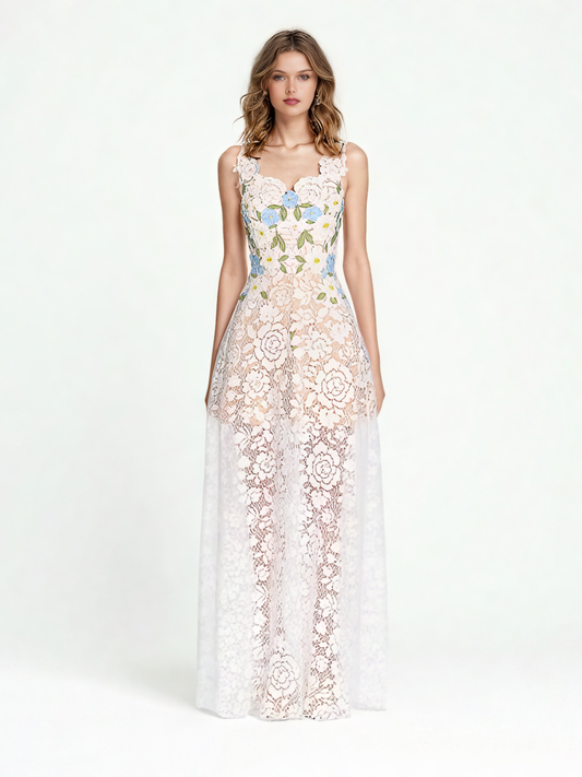 Elegant Lace Up Long Dress