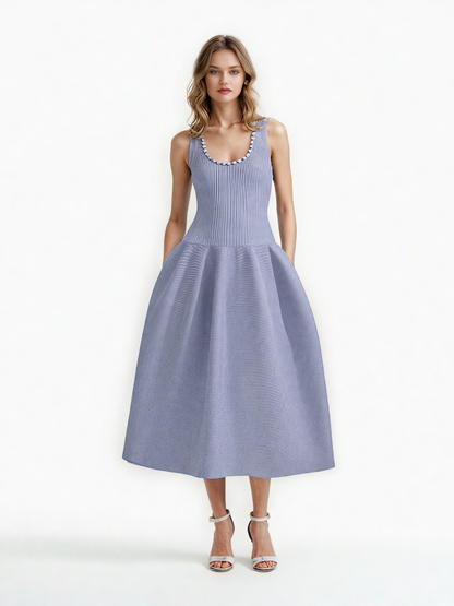 Solid Patchwork Diamonds Long Dress