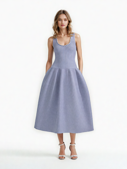 Solid Patchwork Diamonds Long Dress