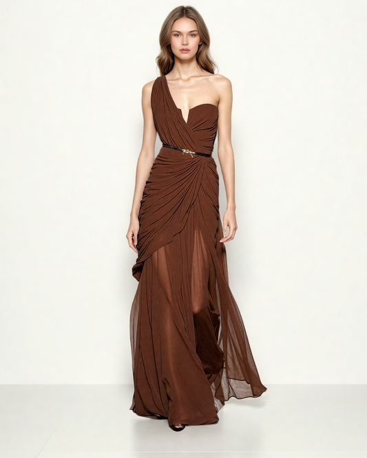 Off Shoulder Mesh Long Dress