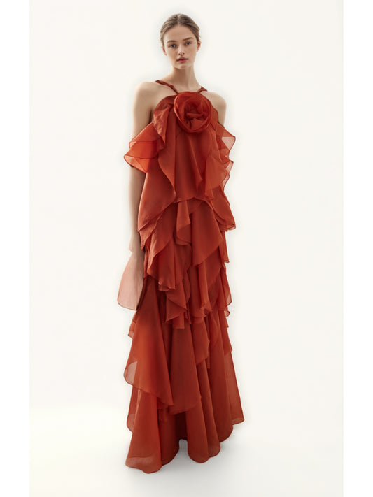 Chic Patchwork Flower Long Dress