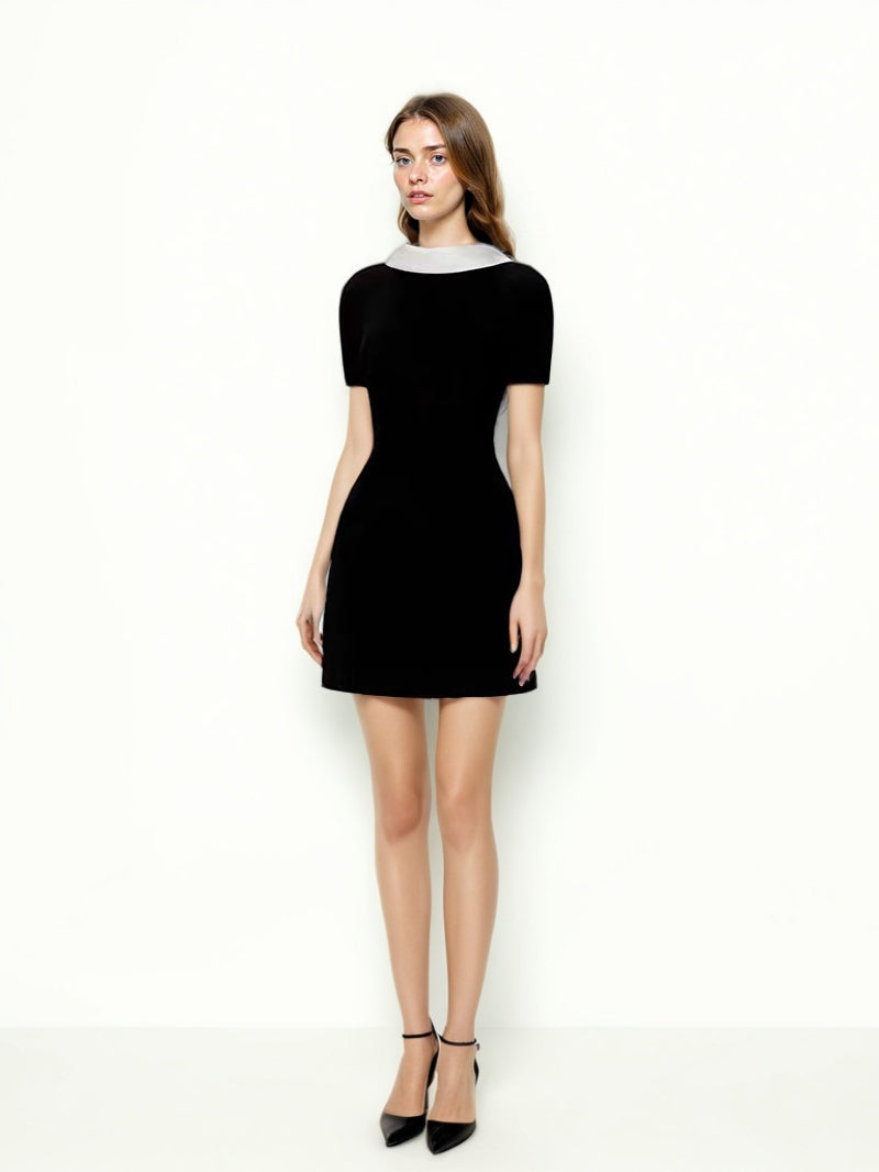 Hit Color Backless Short Dress