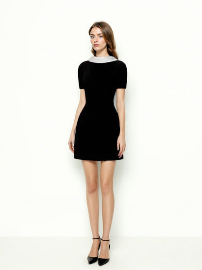 Hit Color Backless Short Dress